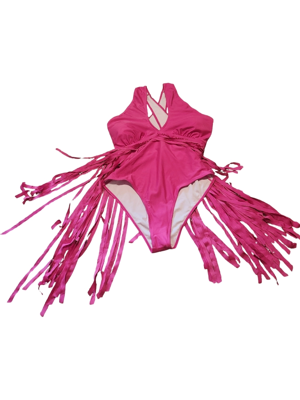 Pink Fringe One-Piece Swimsuit